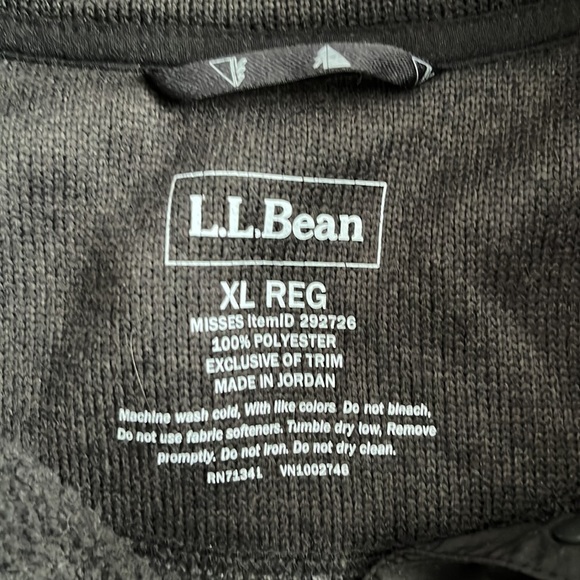 Mens LL Bean 1/4 Snap Fleece Slightly Fitted Pullover XL Black Logo left chest - Picture 4 of 5